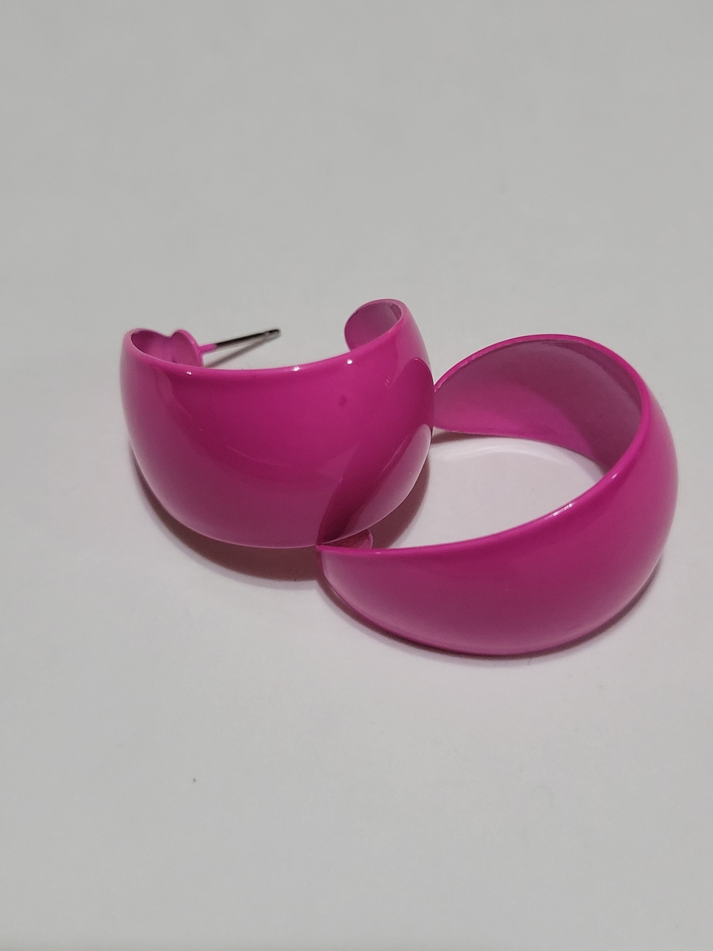 Chunky Hot Pink Hoop Earrings